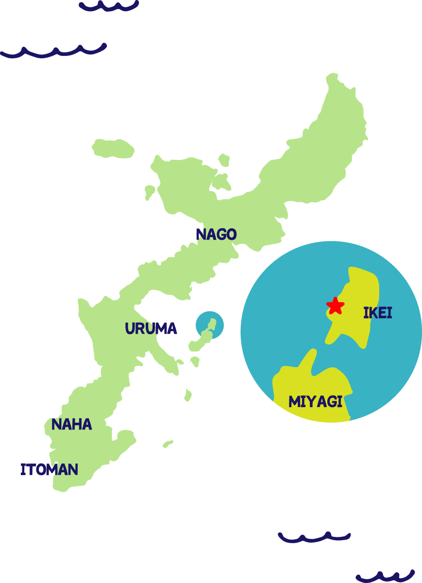 浜比嘉島周辺の地図と波模様